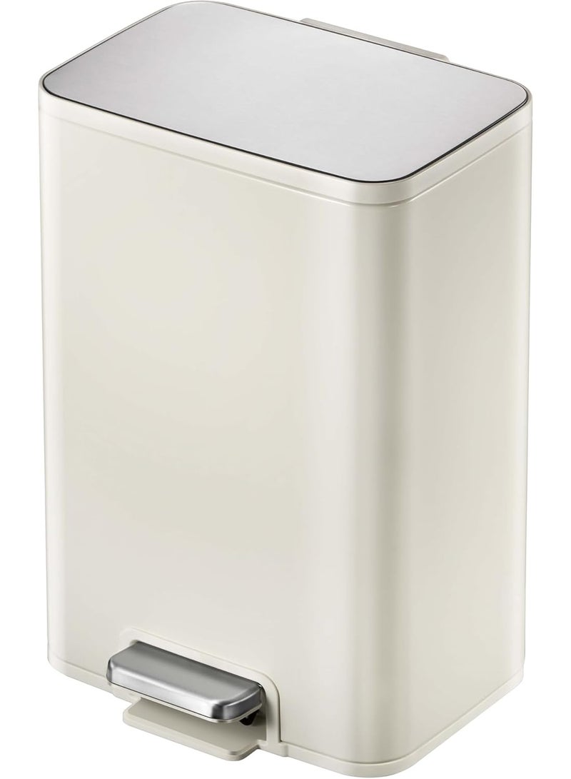 Orchid EKO Marina Step Bin with Soft Close Lid, Stainless Steel Matt Finish Pedal Bin, Hands-Free Kitchen Garbage Trash Can, Removable Inner Bucket Waste Bin for Office & Home (Vanilla, 20 Litres) - Image 1
